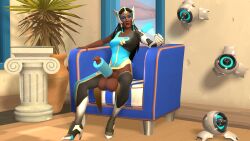 3d blue-tinted_eyewear dark-skinned_futanari dark_skin erection futanari indian onahole overwatch penis shannonthefempyro symmetra tinted_eyewear visor