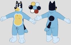 absurd_res anthro bandit_heeler blue_fur bluey_(series) dilf furry highres male male_only neenya reference_sheet small_penis solo