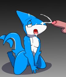 animal_humanoid bodily_fluids cum ejaculation fish fish_humanoid genital_fluids genitals hi_res humanoid luckyfur male male/male marine marine_humanoid penis shark shark_humanoid solo toongstar