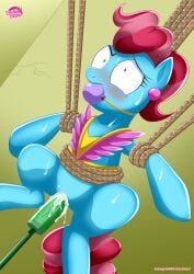 1girls ball_gag bbmbbf blush bondage cum cum_in_pussy cup_cake_(mlp) dubious_consent equestria_untamed female female_only friendship_is_magic gag hasbro milf my_little_pony palcomix pussy rope rope_bondage sex_machine solo sweat vaginal_insertion