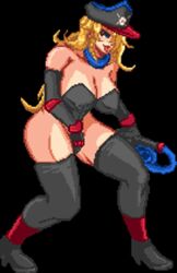 animated ass big_breasts blonde_hair dominatrix eclair_(final_fuck) erect_nipples erection_under_clothes final_fuck large_ass large_breasts long_hair masturbating masturbation nonki pixel_art sprite tight_clothing tongue_out whip