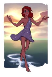 1boy ariel arms_out beach blue_eyes crossdressing disney disney_princess dress fairybend femboy feminine_male genderswap genderswap_(ftm) girly glitter glittering_hair legs light-skinned_male long_hair male_only miniskirt nipples on_water open_arms pale-skinned_male red_hair revealing_clothes revealing_dress ripushko rough_sketch rule_63 skinny skinny_male solo solo_focus solo_male sparkles sparkling_dress the_little_mermaid twink walking_on_water walking_towards_viewer water