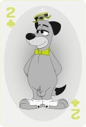 anthro bowtie canine hanna-barbera hat huckleberry_hound male male_only neenya partially_colored playing_card smile solo transparent_background two_of_clubs