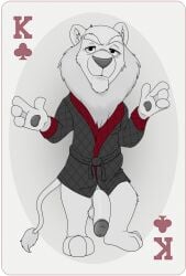 anthro father_of_the_pride feline flaccid furry huge_cock king_of_clubs lion male mane neenya partially_colored pawpads playing_card robe sarmoti solo tail transparent_background