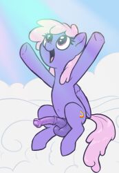 balls clouds friendship_is_magic futa_only futanari looking_at_viewer my_little_pony open_mouth pegasus penis penis_out rainbowshine raised_hoof smile solo solo_futa t72b