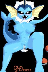 after_sex black_eyes blue_body blue_skin cum_in_pussy drool drooling filled gortros heart-shaped_pupils looking_at_viewer missionary_position no_outlines pixel_art pokémon_(species) pokemon pov vaporeon white_pupils