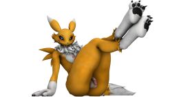 16:9 3d_(artwork) 4k absurd_res anthro ass balls bandai_namco digimon digimon_(species) digital_media_(artwork) flaccid genitals hi_res legs_up looking_at_viewer male male_only neck_tuft penis penis_tuck pose presenting primocreatore renamon solo source_filmmaker tuft widescreen