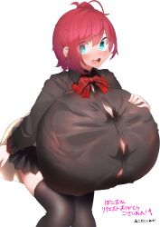 1girls asahina_akane_(nijisanji) breasts_bigger_than_head enormous_ass enormous_breasts hand_on_breast huge_ass huge_breasts hyper hyper_ass hyper_breasts inumonekomoku looking_at_viewer massive_ass massive_breasts nijisanji red_hair short_hair tagme tight_clothing virtual_youtuber