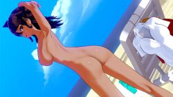 3d ass beach breasts casual_nudity caught completely_nude completely_nude_female danganronpa danganronpa_2:_goodbye_despair exposed exposed_ass exposed_breasts female_only koikatsu large_ass large_breasts owari_akane public public_exposure public_nudity straight_hair tanned tanned_skin ultimateenf