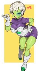 1girls big_breasts breasts busty cheelai curvaceous curvy curvy_body curvy_female curvy_figure curvy_hips dragon_ball dragon_ball_super female female_focus female_only green-tinted_eyewear green_body green_skin huge_breasts large_breasts scouter short_hair slim_waist solo solo_female thick_thighs thighs tinted_eyewear urec voluptuous white_hair wide_hips