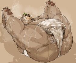 2022 anthro ashigara asian_clothing ass belly big_belly big_butt bodily_fluids clothing east_asian_clothing japanese_clothing kemono kotobuki lifewonders male male_only mammal mawashi musk obese obese_male overweight overweight_male solo sweat tokyo_afterschool_summoners ursid video_games