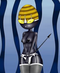 black_skin cameltoe female garter_belt hanna-barbera medium_breasts queen_bea redbenjamin secret_squirrel_show solo thighhighs white_panties wide_hips yellow_sclera