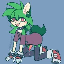 anthro clothing copii_chaotix eulipotyphlan footwear genitals gloves handwear hedgehog humanoid legwear male mammal manic_the_hedgehog penis sega shoes solo sonic_(series) sonic_the_hedgehog sonic_the_hedgehog_(series) sonic_underground thigh_highs