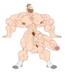 abs biceps bodybuilder hyper hyper_balls hyper_genitalia hyper_muscles hyper_penis hyper_testicles male male_focus male_only muscle muscles muscular muscular_arms muscular_ass muscular_back muscular_legs muscular_male muscular_thighs nipples omn10usly pecs pete_mcgee the_ghost_and_molly_mcgee veins veiny_penis white_background