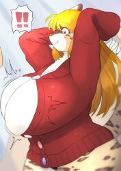 anthro arizel armpits big_breasts breasts cleavage clothed clothing feline female fur furry furry_only solo tagme tagme_(character) tail underchikichan wardrobe_malfunction