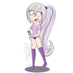 fhs fhsz3r0 fnafhs fnafhs_z3ro fnafhsrule34 homerbls honneybls mai_(fnafhs) panties pantsless purple_eyes shirt white_hair