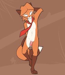 1boy anthro autumn_(mrfoxesscretdungeon) balls fox furry male male_only mrfoxesscretdungeon original_character penis solo