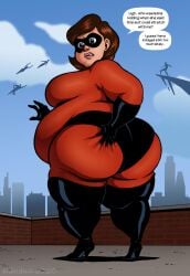 ass back_view bbw belly big_ass big_belly bodysuit brown_hair bubble_butt disney elastigirl fat fat_ass female helen_parr large_ass large_belly mature_female milf overweight pixar pregnant sidkid44 superheroine the_incredibles thunder_thighs tight_clothing wide_hips