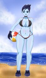 beach beach_ball big_ass big_breasts big_hips crash_(series) cyborg_girl goth nina_cortex