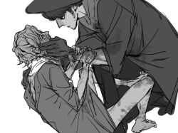 2boys arm_grab bruised dilf father_and_child father_and_son gay imminent_rape looking_at_another male male_only monochrome parent_and_child partially_undressed sideburns snufkin stubble tears the_joxter the_moomins wrist_grab yaoi