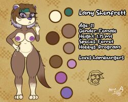 anthro arturfox breasts domestic_ferret female genitals hi_res mammal model_sheet mustela mustelid musteline nude original_characters pussy solo true_musteline