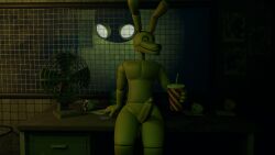 1boy 3d anthro cinema4d cup five_nights_at_freddy's five_nights_at_freddy's_3 fnaf green_penis green_skin male_only solo solo_male springtrap springtrap_(fnaf) white_eyes