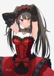 armpits artist_name artist_request breasts date_a_live date_a_live:_date_a_bullet dress female gothic_lolita lolita_fashion medium_breasts red_dress tokisaki_kurumi twintails