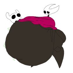 1girls ass belly belly_bulge big_ass big_breasts black_body breasts cloak female female_focus ghg121 hollow_knight hornet_(hollow_knight) huge_belly hyper_belly inflation insect insect_girl insects protagonist_(hollow_knight) simple_background standing thick_thighs transparent_background