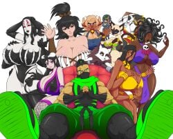 1boy 6_arms 9girls aleesha_(thegeckodemon) anashi_kamaria anthro arachne arachnid arthropod ass assassin athletic athletic_female ayame_(thegeckoninja) big_ass big_breasts black_eyes black_hair black_lips black_skin breasts breasts_bigger_than_head busty catgirl claws cleavage coco_(thegeckoninja) curvaceous curvy demigoddess demon digital_media_(artwork) eyebrows eyelashes eyes female female_focus furry gecko_(thegeckodemon) hair harem hips hourglass_figure huge_ass huge_breasts human humanoid jynx_(thegeckoninja) kitsune large_breasts legs light-skinned_female light_skin lips long_hair mae_(thegeckoninja) mature mature_female maya_(thegeckoninja) monster_girl multi_arm multi_eye multi_limb multiple_girls ninja original original_character original_characters pale-skinned_female pale_skin queen red_eyes rei_(thegeckoninja) short_stack shortstack spider tanuki thegeckodemon thegeckoninja thick thick_ass thick_hips thick_legs thick_lips thick_thighs thighs top_heavy upper_body vertigo_(thegeckoninja) voluptuous waist warrior white_body white_skin wide_hips