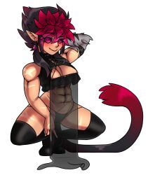 black_hair brawlhalla muscular muscular_female oamepersonal petra_(brawlhalla) red_eyes