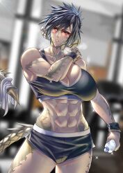 abs anima_(togashi) au_ra breasts eisen_lorien female female_only final_fantasy final_fantasy_xiv muscular_female raen scales tail