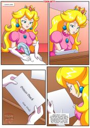 bbmbbf crown mario_(series) nintendo page_2 palcomix peach_x_wendy_5_(comic) pink_dress princess_peach sfw super_mario_bros. toon.wtf white_gloves writing_letter