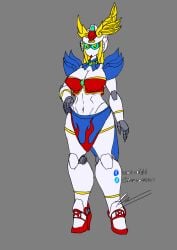 big_breasts bra breasts creatork gundam gynoid high_heels huge_breasts robot robot_girl sd_gundam shukuyuu_gundam