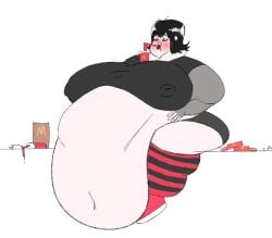 1girls belly breasts gabbadraws huge_ass huge_belly huge_breasts mavis_dracula mcdonald's morbidly_obese morbidly_obese_female thighs vampire vampire_girl