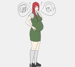 1girls artist_request canon_pregnancy female inuzuka_kiba long_hair milf naruto naruto_(series) pregnant red_hair rock_lee thought_bubble uzumaki_kushina