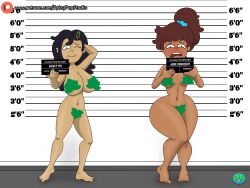 2girls :i amphibia amphibia_(finale) anne_boonchuy arrest asian_female barefoot big_breasts embarrassed_nude_female exhibitionism feet female leaf_censor marcy_wu mugshot multiple_girls nude spicypop tagme thick_thighs toes upper_teeth