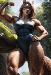 abs ai_generated biceps flexing flexing_bicep furry muscular_female muscular_furry syd_squirrel