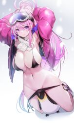 1animal big_ass big_breasts bikini blue_archive breasts eimi_(blue_archive) eimi_(swimsuit)_(blue_archive) female goggles_on_head halo high_resolution huge_breasts long_hair millennium_science_school_student penguin pink_hair puffer_jacket scarf ski_goggles smile snow teddypocky very_long_hair video_game_character wide_hips