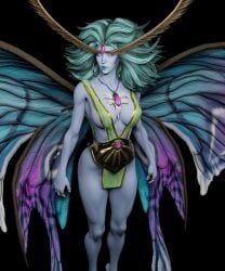 1girls 3d antennae ariel_(warhammer) athletic athletic_female big_breasts butterfly_wings earrings elf forehead_jewel goddess green_hair jewelry necklace pelvic_curtain purple_skin ring soboro solo tagme toned toned_arms toned_female toned_legs warhammer_(franchise) warhammer_fantasy wings wood_elf wood_elf_(warhammer)