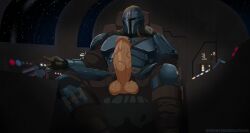 1boy 2022 armor balls bara barazoku big_balls big_penis clothing din_djarin erection greeneyedwolfking hairy_balls helmet hi_res highres male male_only male_pubic_hair mandalorian penis star_wars the_mandalorian