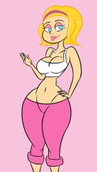 1girls aged_up american_dragon:_jake_long big_breasts big_breasts blonde_hair blue_eyes breasts breasts curvaceous curvy curvy_body curvy_figure disney disney_channel female_only gearfou headband hips hourglass_figure jeans lipstick milf pants rose_(huntsgirl) shirt short_hair short_hair_female short_shirt solo solo_female solo_focus tagme tight_pants