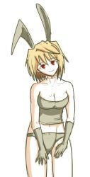 00s arcueid_brunestud bad_anatomy bare_shoulders blonde_hair bra breasts choker cleavage female gloves impossible_clothes large_breasts mike_angel mikeangel05 panties red_eyes short_hair smile solo strapless strapless_bra tsukihime underwear