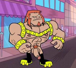 balls bara big_penis dc dc_comics facial_hair flaccid male male_only mammoth_(dc) muscles muscular penis renachos screenshot_edit solo solo_male teen_titans teen_titans_go