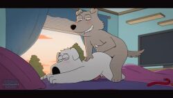 16:9 2024 20th_century_fox 20th_century_studios anal anal_sex animated anthro bed bite biting_lip biting_own_lip black_nose blush brian_griffin brown_body brown_fur canid canine canis collar doggy_style domestic_dog duo electronics family_guy from_behind_position fur furniture fuzzy_door_productions genitals grabbing_sheets half-closed_eyes half-erect hi_res holding_tail letodoesart male male/male mammal narrowed_eyes new_brian nude on_bed penetration penis red_collar sex short_playtime sound sound_warning tail television third-party_edit video voice_acted white_body white_fur widescreen