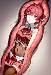 absorption absorption_vore ai_generated anime_girl cell cell_(dragon_ball) cell_vore dragon_ball_z female hololive houshou_marine mind_break mind_control swallowing virtual_youtuber vore vtuber