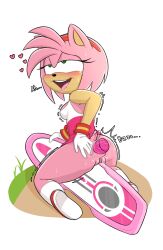 2024 absurd_res amy_rose any_rose ass blush breasts eulipotyphlan genitals hedgehog hi_res mammal nightcox nude open_mouth pussy sega sex_toy smile sonic_(series) sonic_riders vibrator