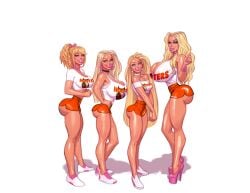 4girls bimbo blonde_hair booty_shorts edit high_heels hooters huge_ass huge_breasts kacey_brady kaylee_brady kelly_brady kimberlee_brady platform_heels t_shirt the_brady_bunch theofficialpit