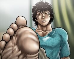 1boy androgynous baki_hanma baki_the_grappler feet feet_fetish feet_focus feet_up grappler_baki male male_only no_visible_genitalia room solo