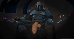 1boy 2022 armor balls bara barazoku big_balls big_penis clothing din_djarin flaccid flaccid_penis foreskin greeneyedwolfking hairy_balls half-erect helmet hi_res highres male male_only male_pubic_hair mandalorian penis star_wars the_mandalorian