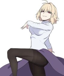 arcueid_brunestud ass ass blonde_hair breasts grin large_breasts looking_at_viewer low_angle melty_blood muhleak pantyhose pantyhose_under_shorts red_arcueid red_eyes shorts smile solo tagme thighs top_heavy tsukihime vampire vampire_girl white_background